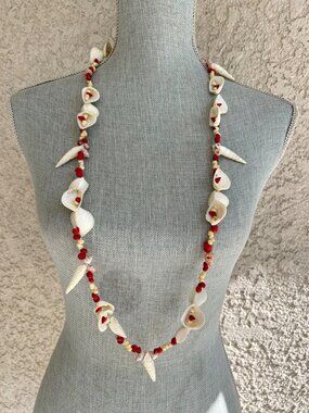 Vintage Hawaiian Mixed Natural Seashell Necklace Lei Handmade Mermaidcore Beachy